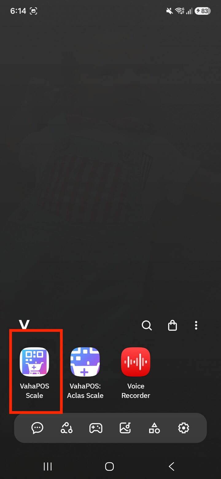 Android home screen with the VahaPOS Scale app icon